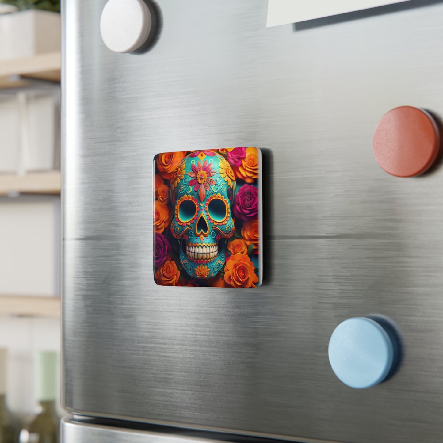 8 DESIGNS! Sugar Skull 2"x2" Ceramic Tile Magnet