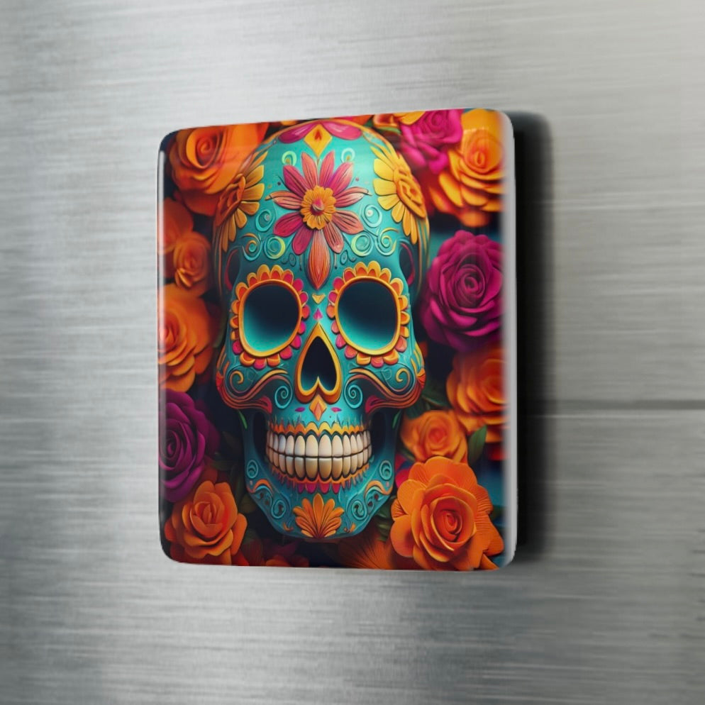 8 DESIGNS! Sugar Skull 2"x2" Ceramic Tile Magnet