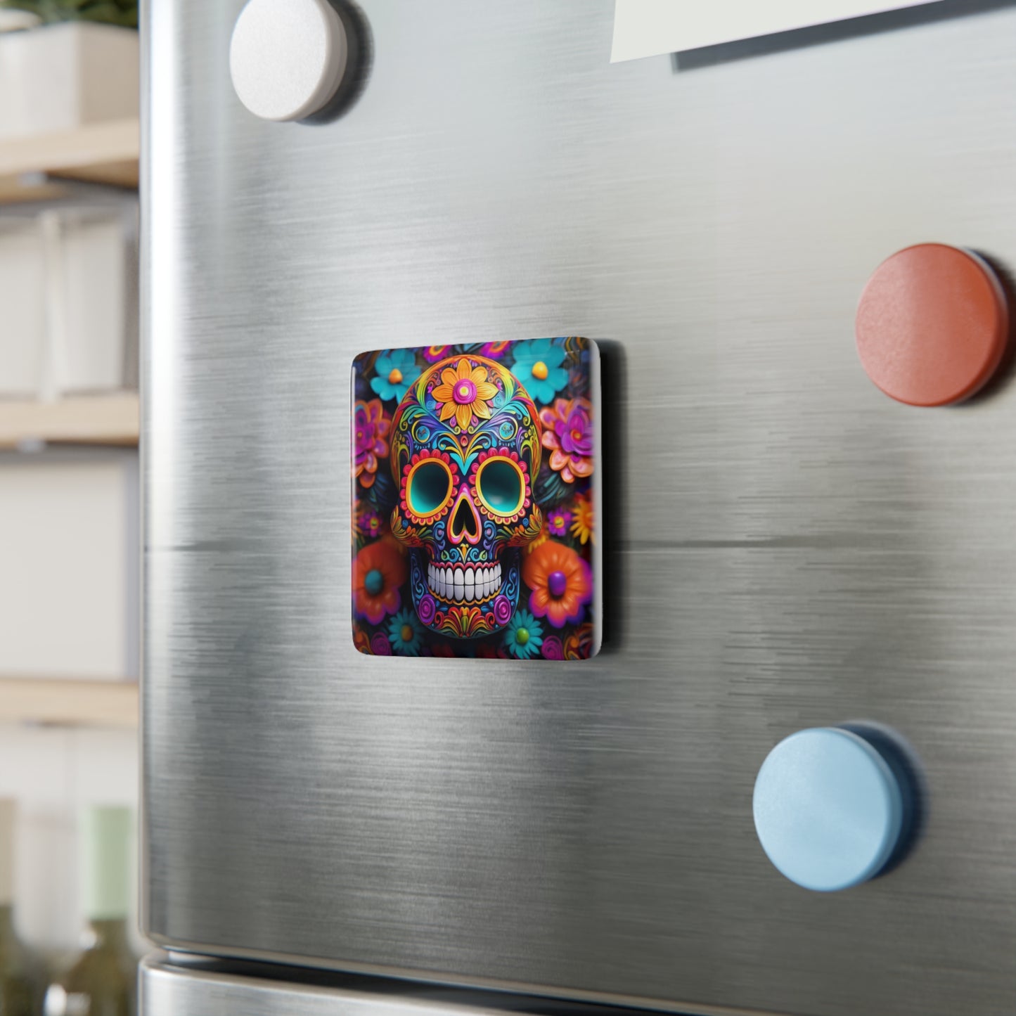 8 DESIGNS! Sugar Skull 2"x2" Ceramic Tile Magnet