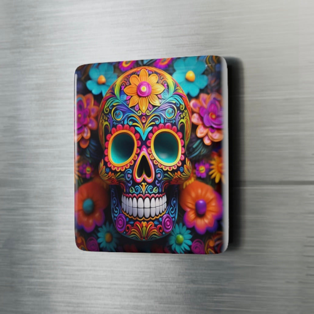 8 DESIGNS! Sugar Skull 2"x2" Ceramic Tile Magnet