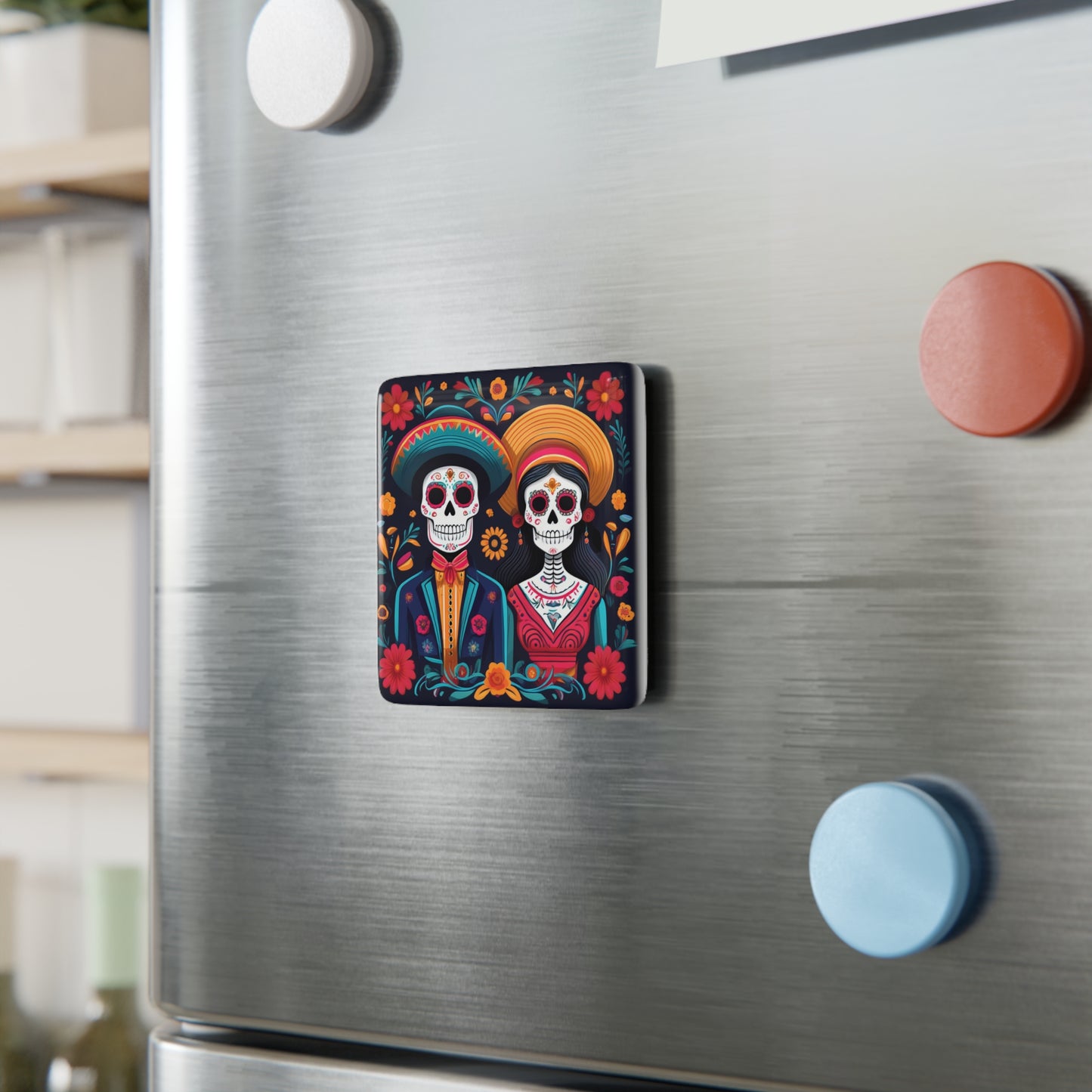 8 DESIGNS! Sugar Skull 2"x2" Ceramic Tile Magnet