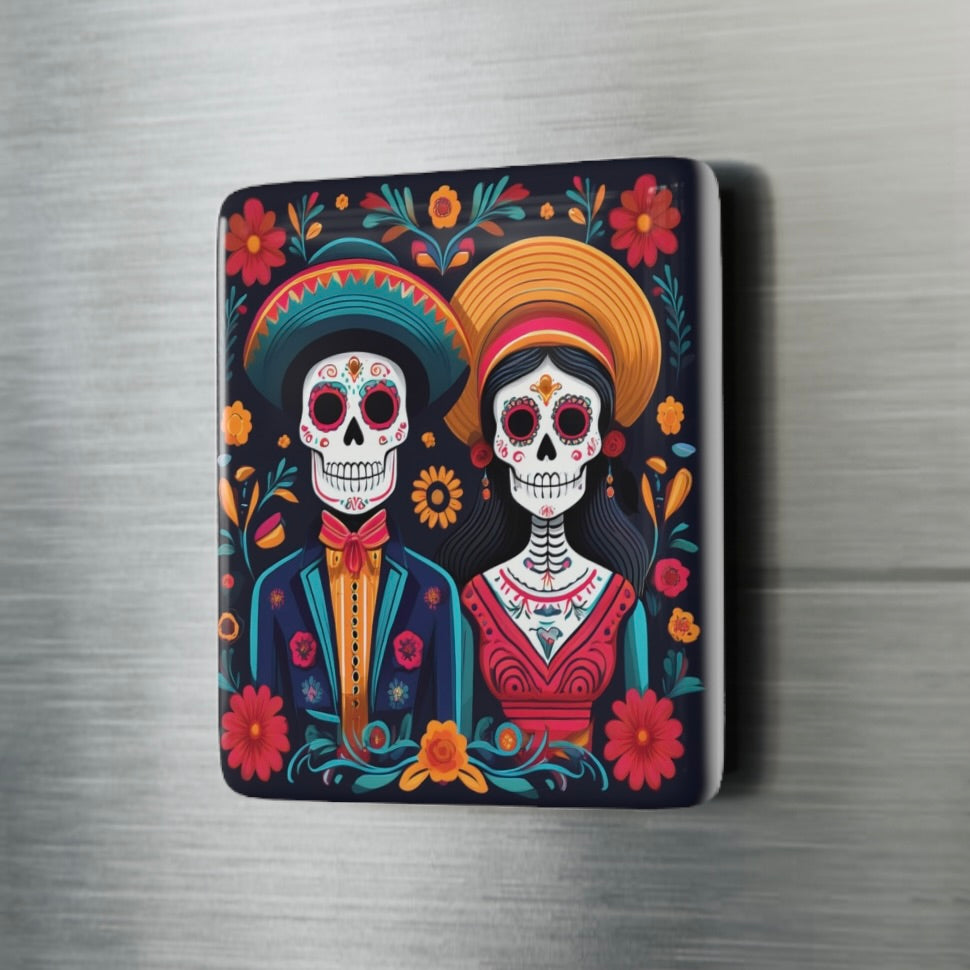 8 DESIGNS! Sugar Skull 2"x2" Ceramic Tile Magnet