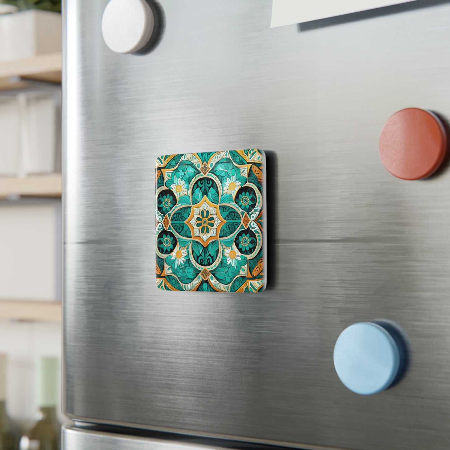 Turquoise Mexican Style Ceramic Tile Magnet