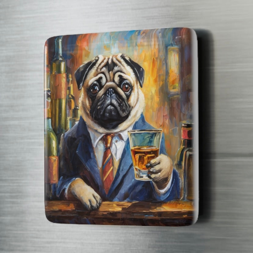 5 DESIGNS! Whisky Dogs Style Ceramic Tile Magnet