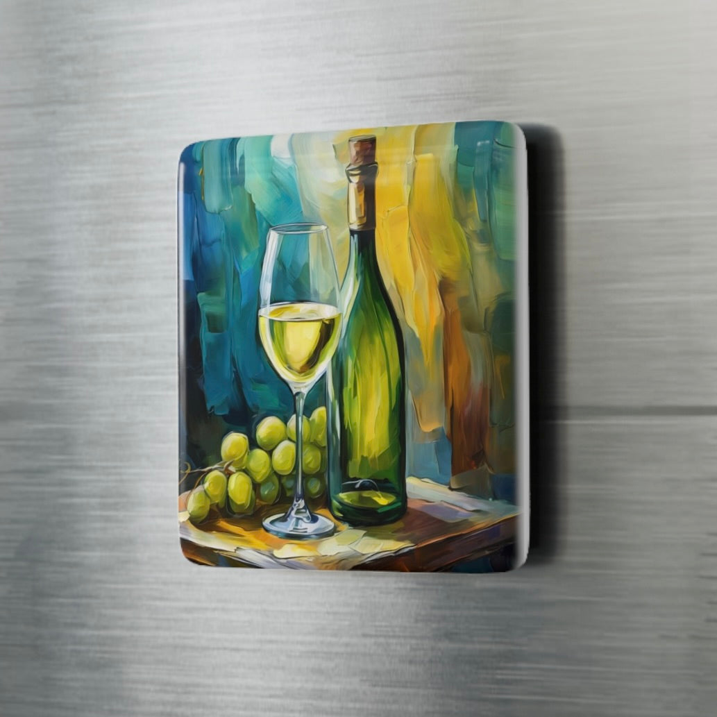 White Wine Ceramic Tile Magnet