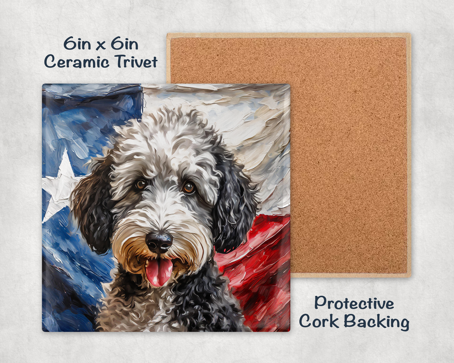 Sheepadoodle Texas Flag Trivet