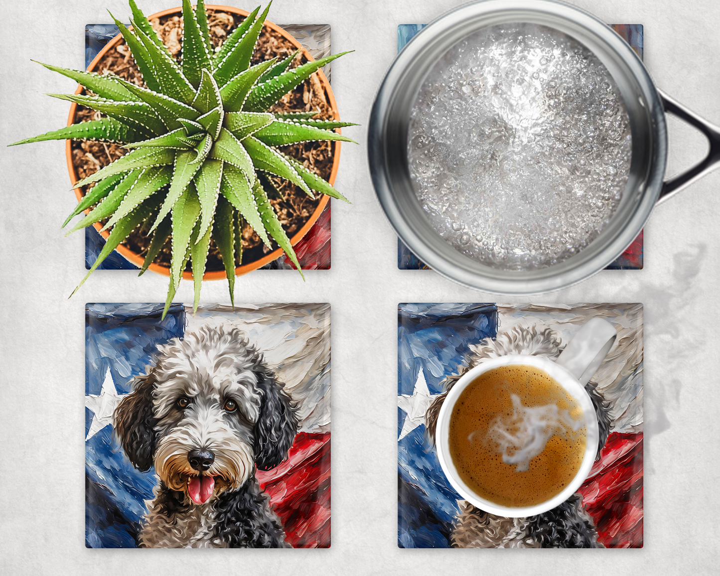 Sheepadoodle Texas Flag Trivet