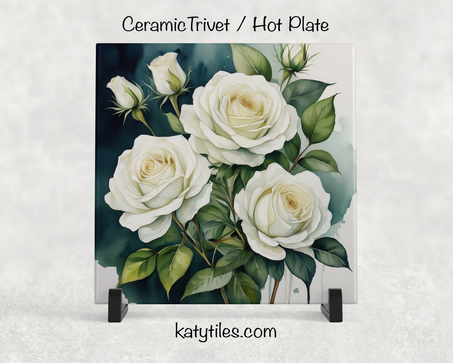 22 Designs! Roses - Yellow, Pink, White & Red - Ceramic Tile Trivet/Coaster – 6x6 Handmade Floral Kitchen Decor, Elegant Botanical Gift