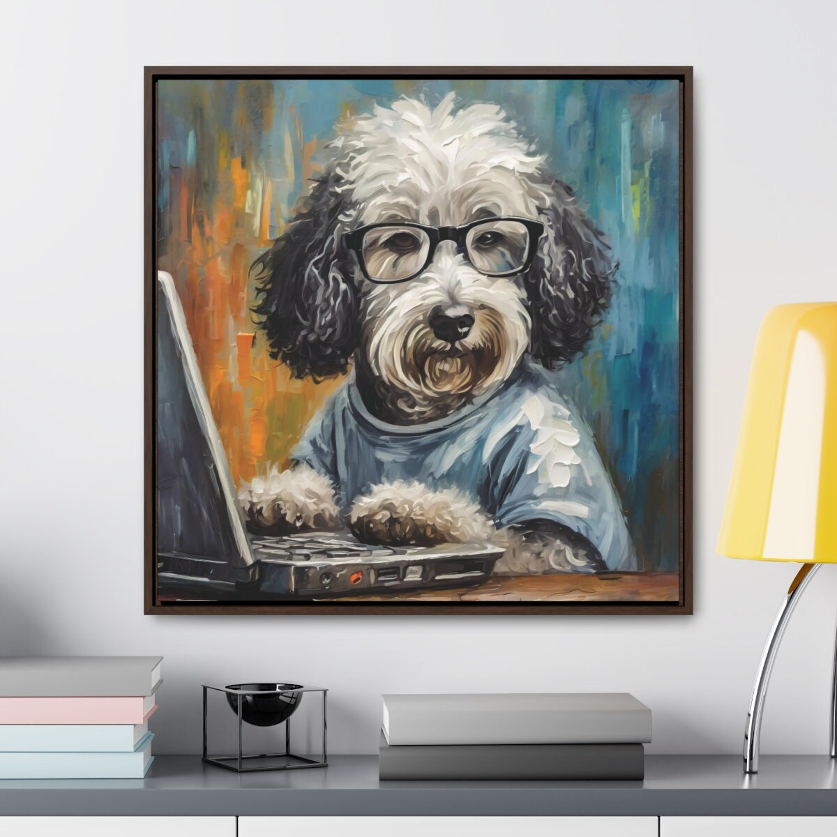 8 Doodle Colors! Framed Canvas Print Wall Programmer, Information Technology, IT Doodle, 30x30, 24x24, 20x20, 16x16, Black or Walnut Frame