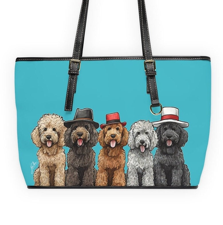 Doodle Vegan Leather Tote Purse, Goldendoodle Gift, Sheepadoodle Gift, Doodle Gift, Gift for Dog Lovers, Handbags, Totes, Purses, Dog Bag