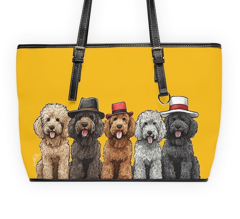 Doodle Vegan Leather Tote Purse, Goldendoodle Gift, Sheepadoodle Gift, Doodle Gift, Gift for Dog Lovers, Handbags, Totes, Purses, Dog Bag