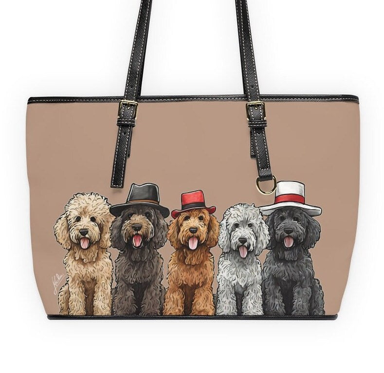 Doodle Vegan Leather Tote Purse, Goldendoodle Gift, Sheepadoodle Gift, Doodle Gift, Gift for Dog Lovers, Handbags, Totes, Purses, Dog Bag