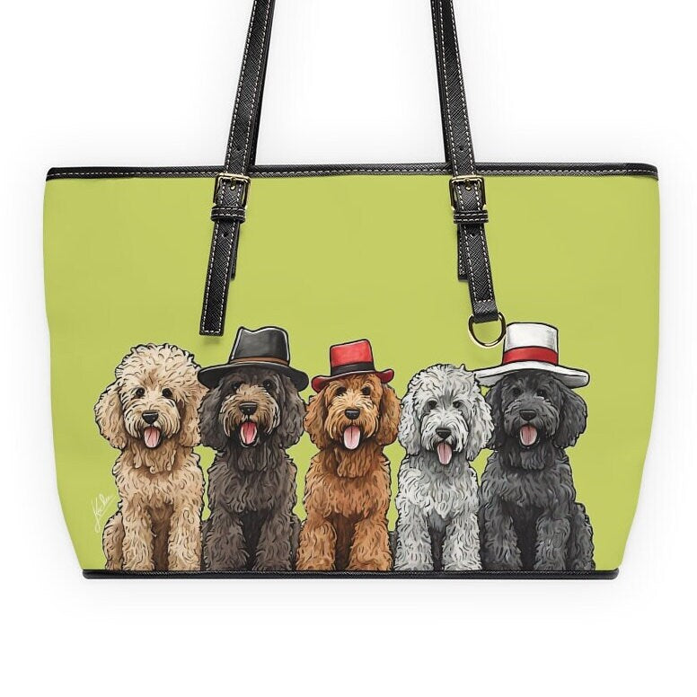 Doodle Vegan Leather Tote Purse, Goldendoodle Gift, Sheepadoodle Gift, Doodle Gift, Gift for Dog Lovers, Handbags, Totes, Purses, Dog Bag