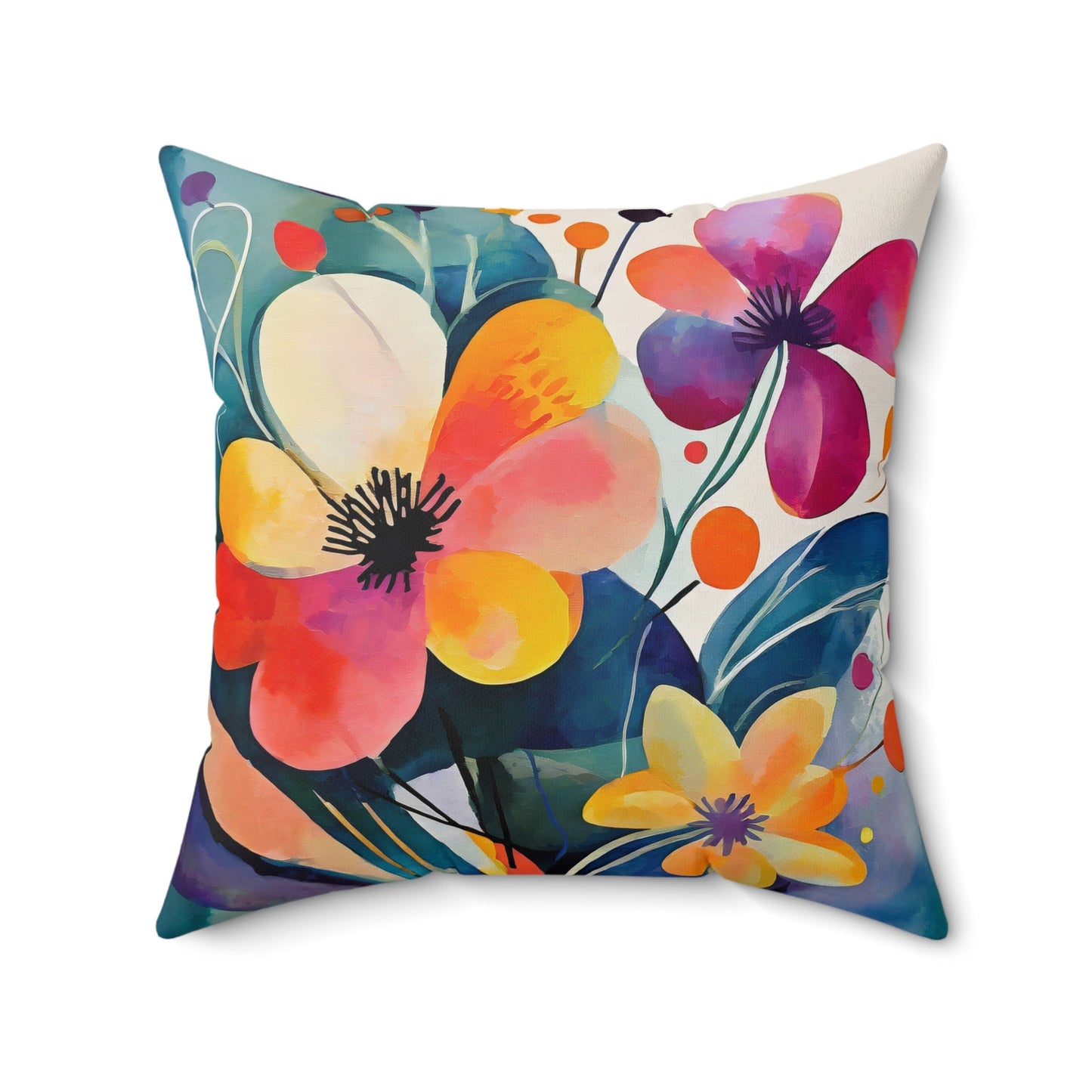 Flower Throw Pillow Accent Pillows, Decorative Pillows, Throw Pillows for Couch, Pillows, Faux Suede, Soft Pillow, Mid-Century Style