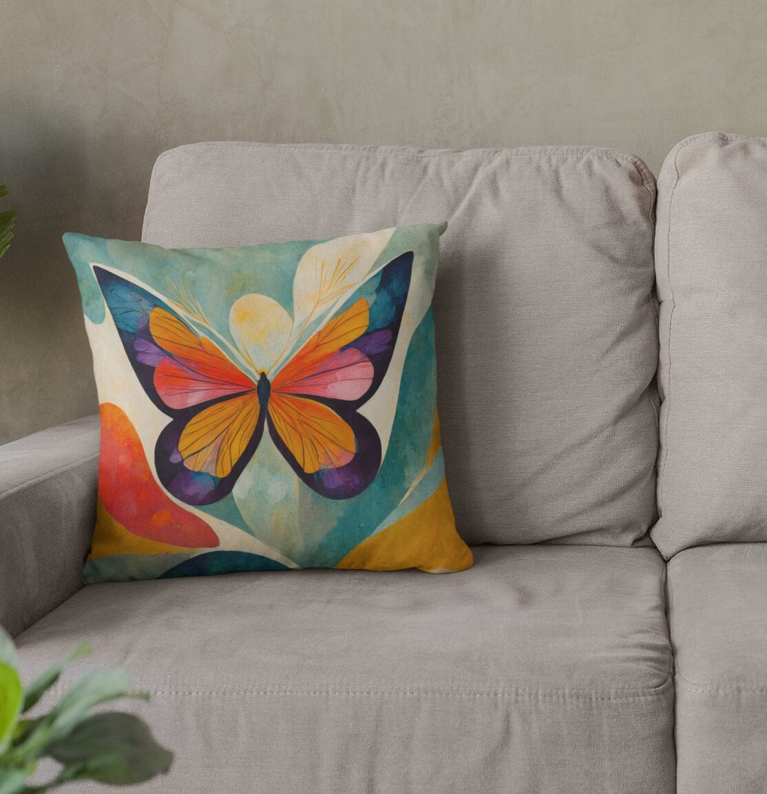 Butterfly Throw Pillow Accent Pillows, Decorative Pillows, Throw Pillows for Couch, Pillows, Faux Suede, Soft Pillow, Mid-Century Style