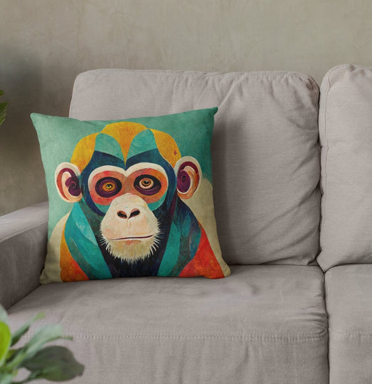 Monkey Throw Pillow Accent Pillows, Decorative Pillows, Throw Pillows for Couch, Pillows, Faux Suede, Soft Pillow, Mid-Century Style