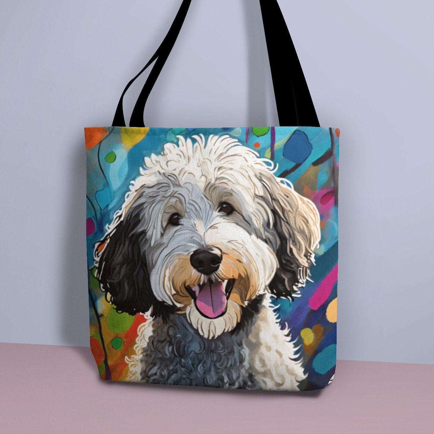 Sheepadoodle Dog Tote Bag, Dog Bag, Canvas Bag, Tote Bag, Reusable Bag, Shopping Bag, Dog Purse, Gift For Her, Gift For Dog Lovers, Dog Gift