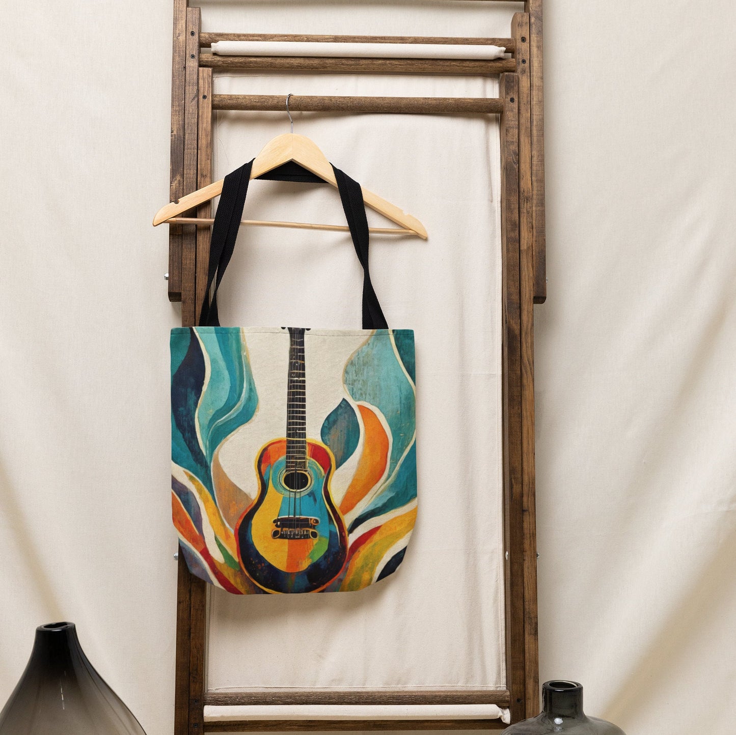 Guitar Tote Bag, Bag, Canvas Bag, Tote Bag, Reusable Bag, Shopping Bag, Purse, Gift For Her, Gift For Guitar Lovers, Guitar Gift