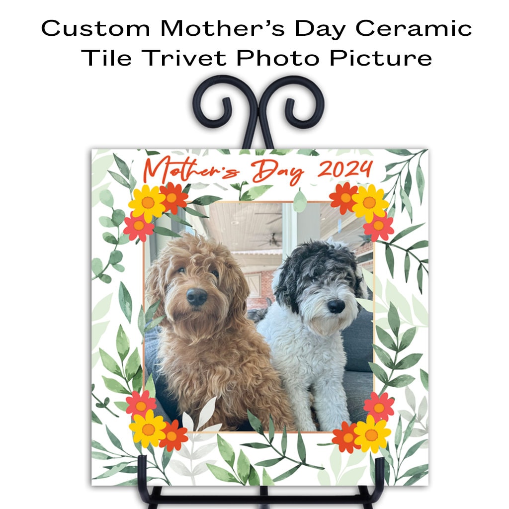 Custom Mothers Day Gift Photo Ceramic Tile Trivet, Personalized Mother's Day Gift, Gift for mom, custom tile photo mom gift, gift for mother