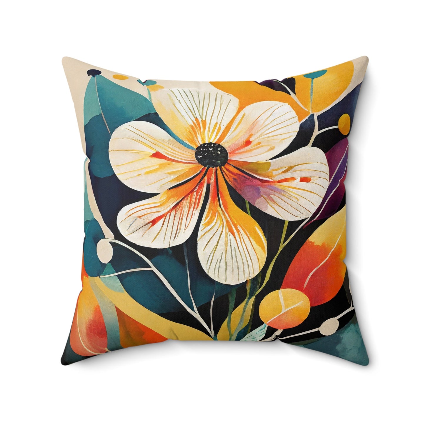 Flower Throw Pillow Accent Pillows, Decorative Pillows, Throw Pillows for Couch, Pillows, Faux Suede, Soft Pillow, Mid-Century Modern Style