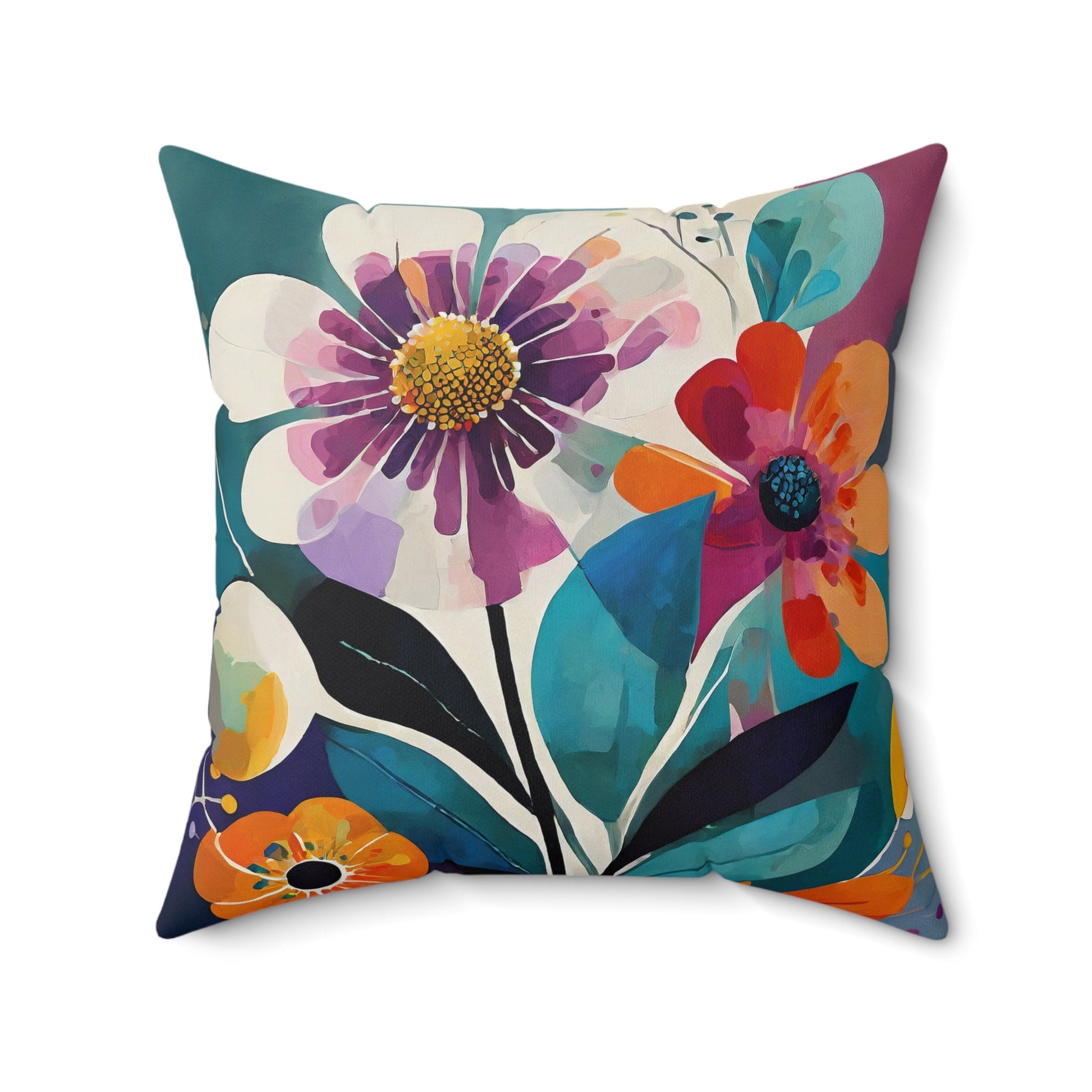 Flower Throw Pillow Accent Pillows, Decorative Pillows, Throw Pillows for Couch, Pillows, Faux Suede, Soft Pillow, Mid-Century Style