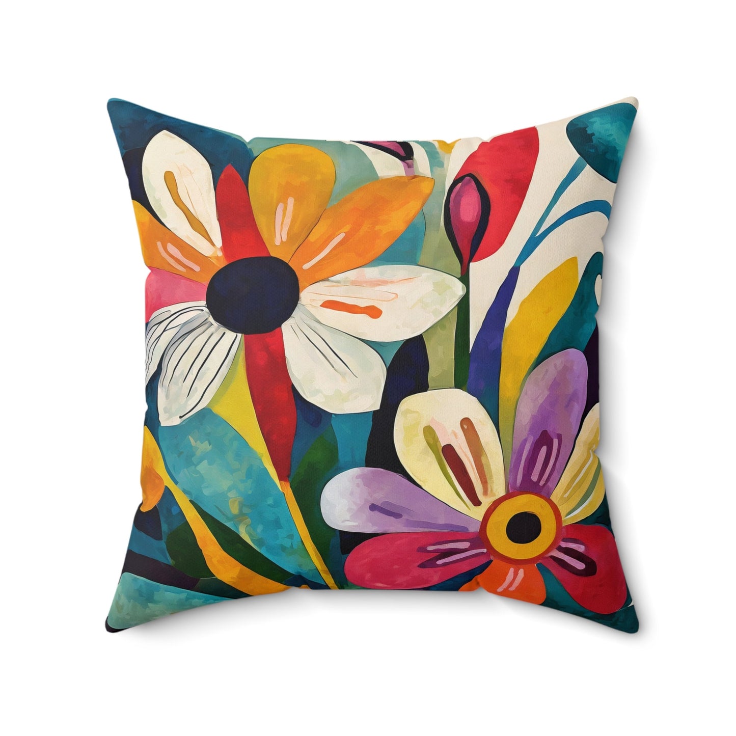 Flower Throw Pillow Accent Pillows, Decorative Pillows, Throw Pillows for Couch, Pillows, Faux Suede, Soft Pillow, Mid-Century Style