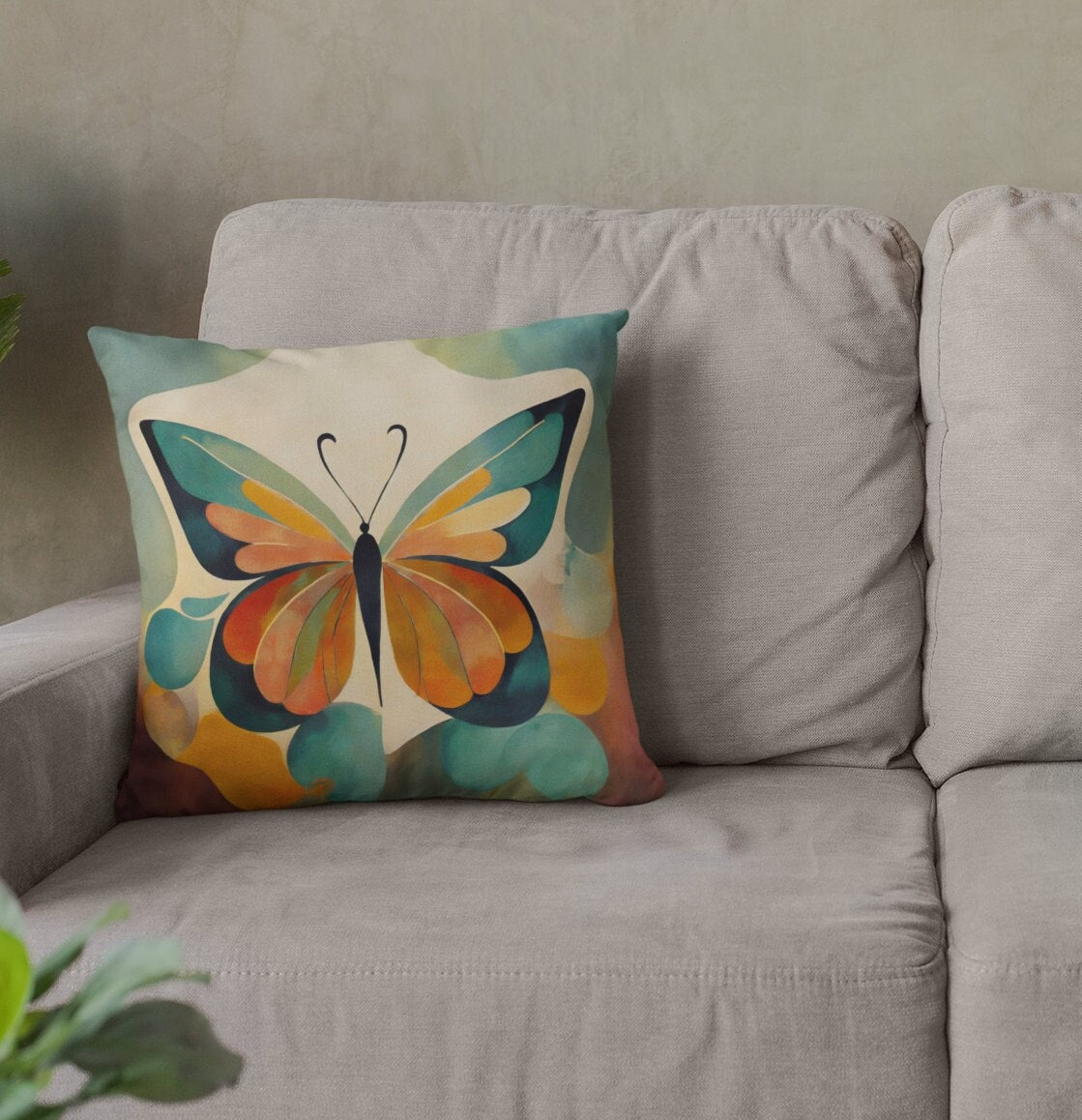 Butterfly Throw Pillow Accent Pillows, Decorative Pillows, Throw Pillows for Couch, Pillows, Faux Suede, Soft Pillow, Mid-Century Style