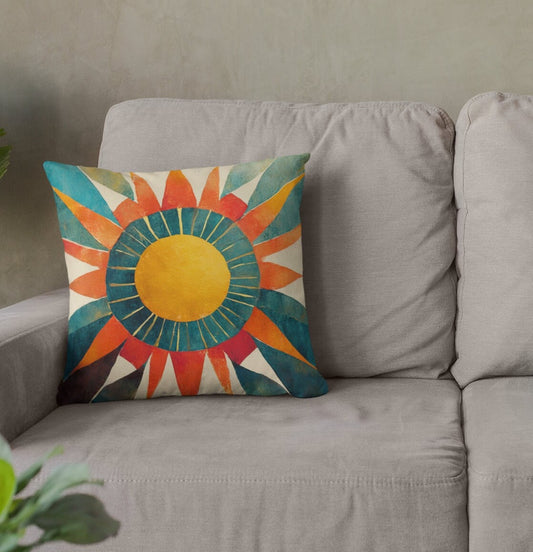 Sun Throw Pillow Accent Pillows, Decorative Pillows, Throw Pillows for Couch, Pillows, Faux Suede, Soft Pillow, Mid-Century Style