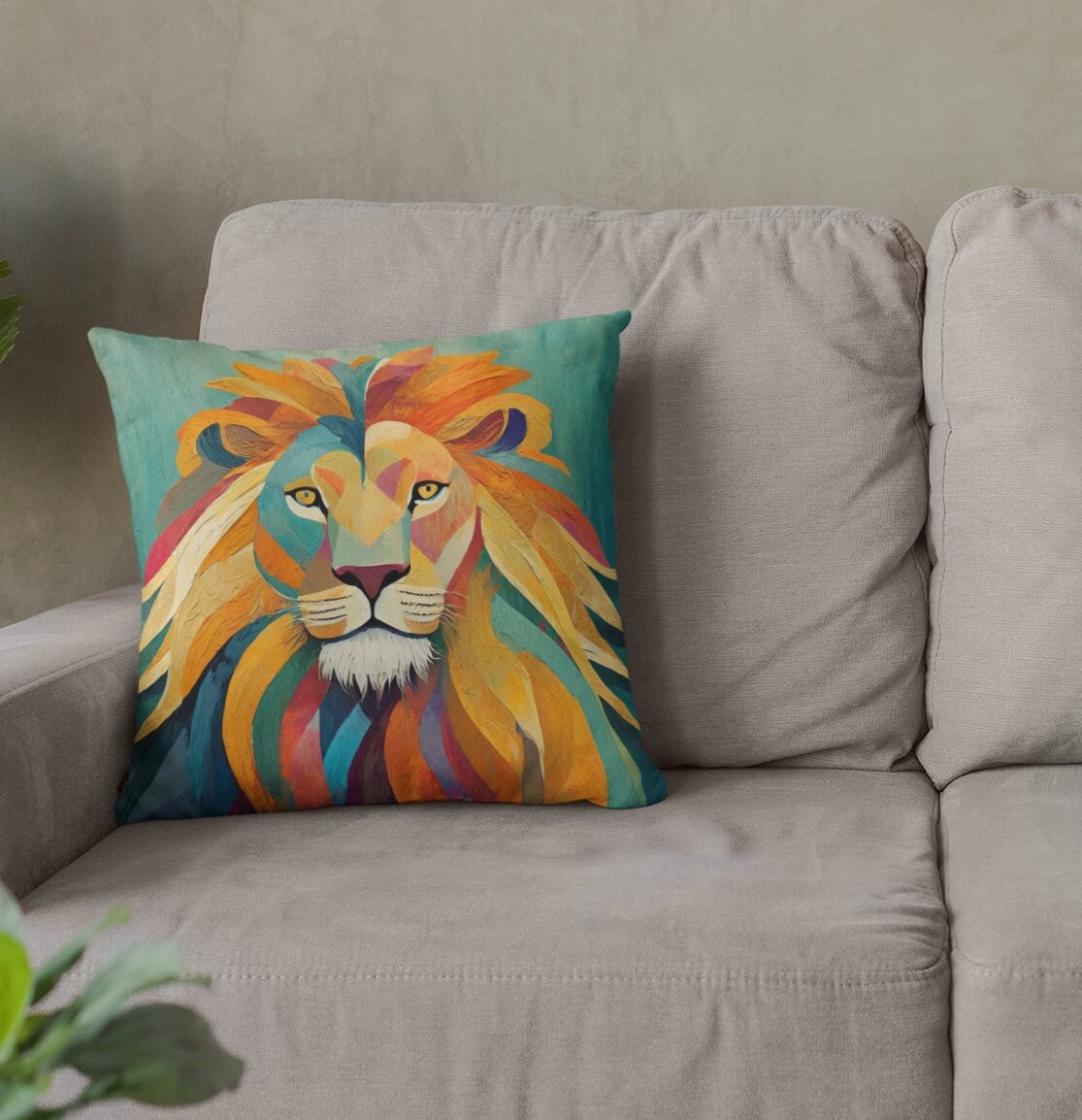 Lion Throw Pillow Accent Pillows, Decorative Pillows, Throw Pillows for Couch, Pillows, Faux Suede, Soft Pillow, Mid-Century Style