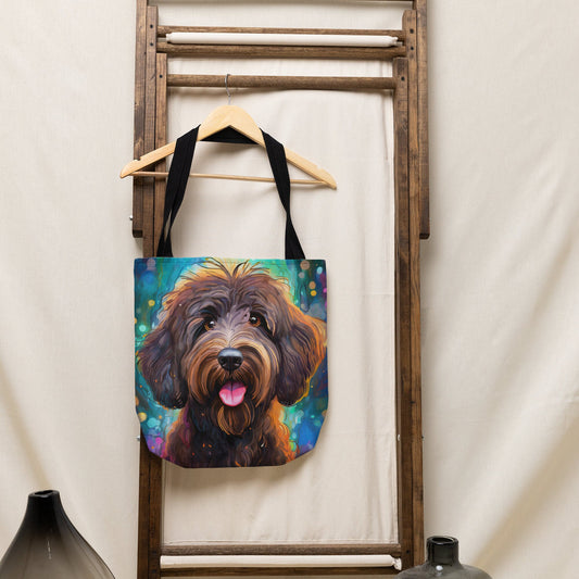 Brown Goldendoodle Dog Tote Bag, Dog Bag, Canvas Bag, Tote Bag, Reusable Bag, Shopping Bag, Gift For Her, Gift For Dog Lovers, Dog Gift