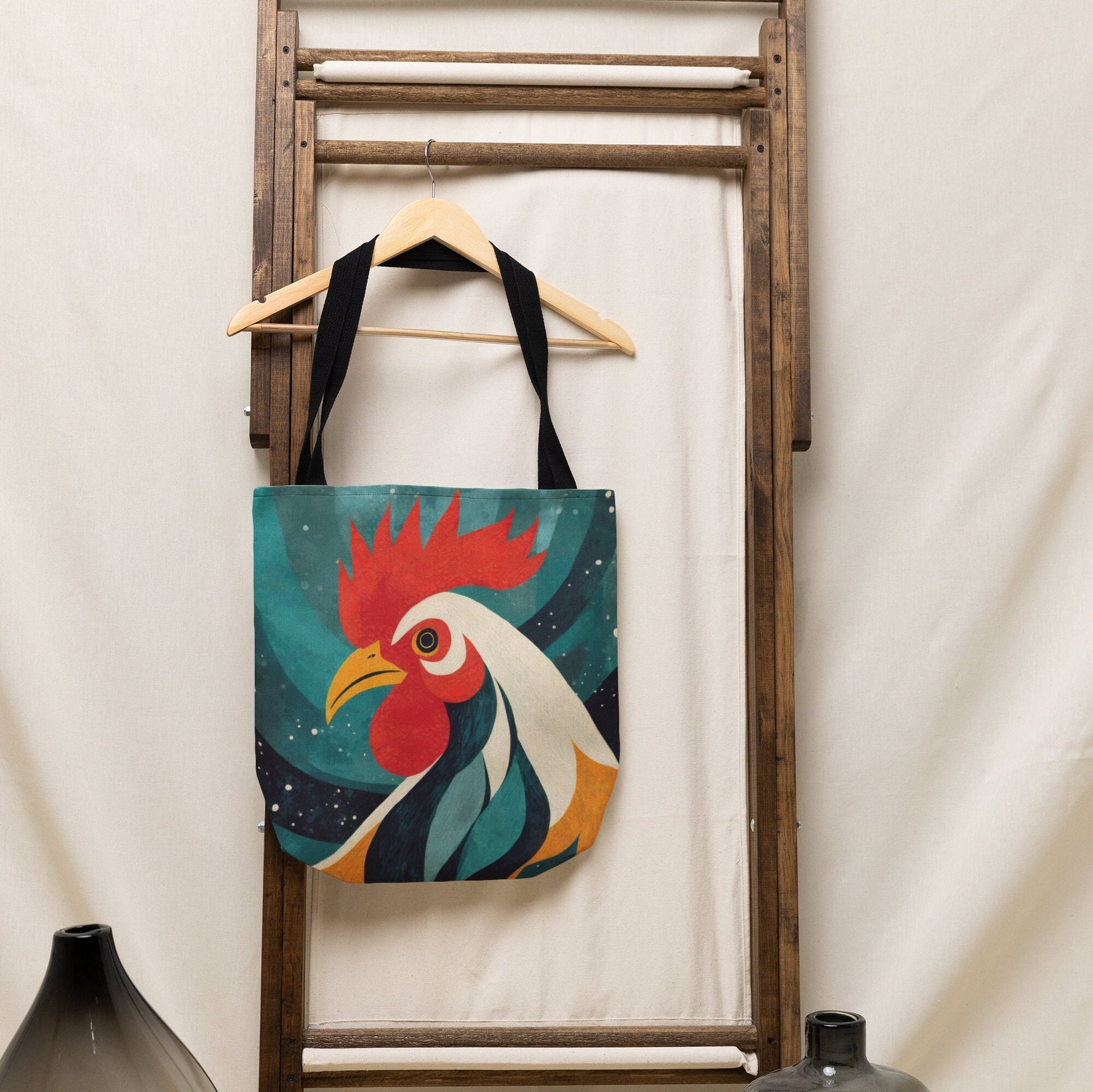 Rooster Tote Bag, Bag, Canvas Bag, Tote Bag, Reusable Bag, Shopping Bag, Purse, Gift For Her, Gift For Rooster Lovers, Rooster Gift