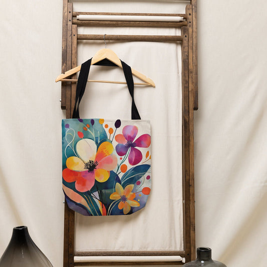 Flower Tote Bag, Bag, Canvas Bag, Tote Bag, Reusable Bag, Shopping Bag, Purse, Gift For Her, Gift For Flower Lovers, Flower Gift