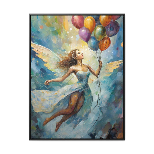 Framed & Frameless Canvas Print, Fairy Floating With Balloons, 30x40, Canvas Art Living Room Decor, Wall Art for Home, Picture of Fairy