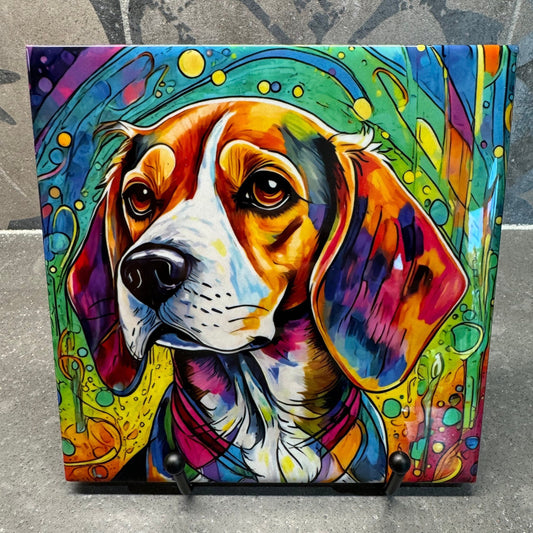 2 Designs! Beagle Trivet for Hot Dishes. Hot Plate Coaster. Ceramic Tile Art Gift for Dog Lovers. Gift for Beagle Mom or Dad. Dog Artwork.