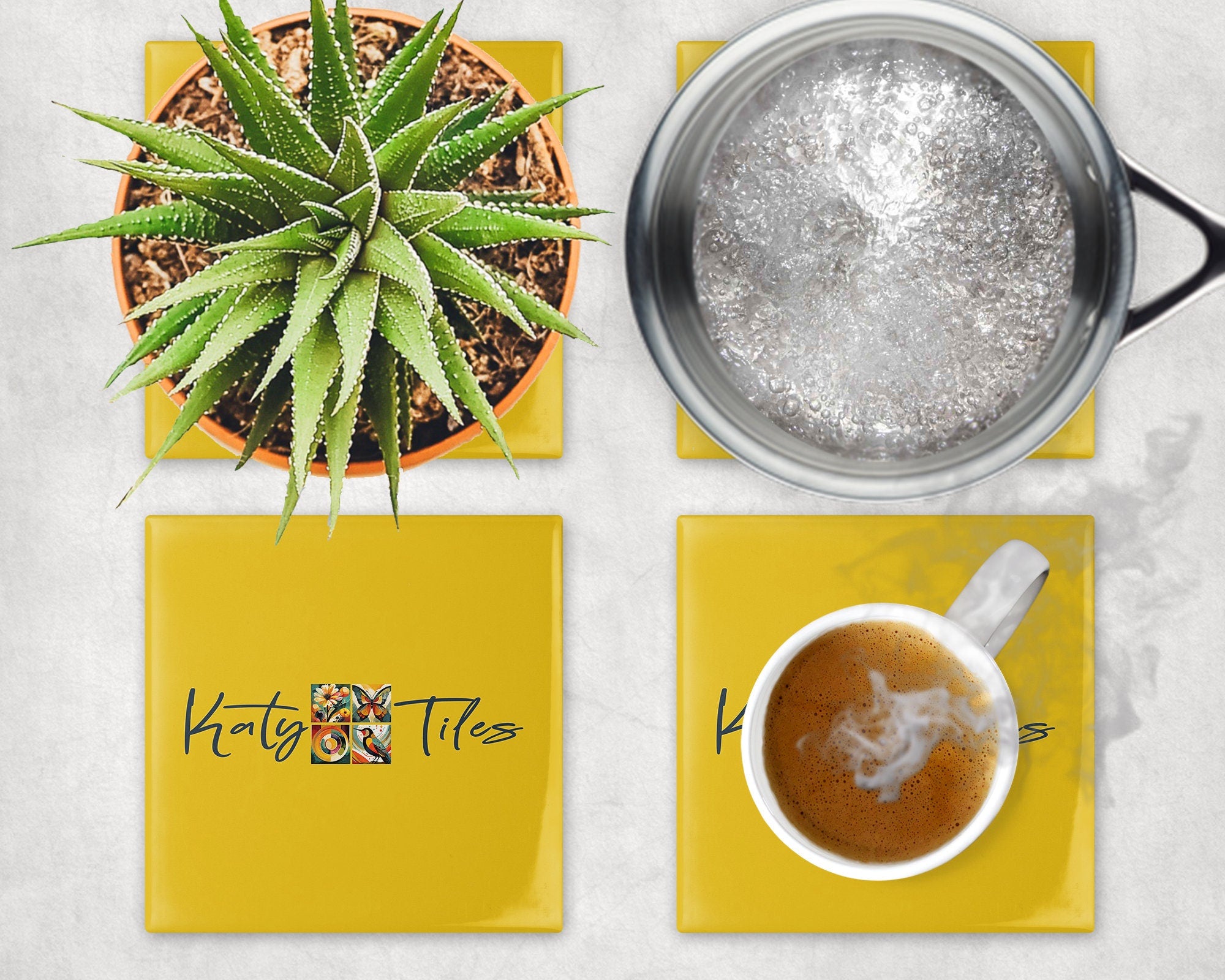 Black Doodle on the Beach Drinking a Cocktail Ceramic Tile Trivet