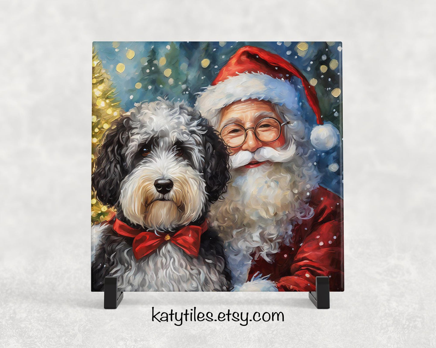 48 Designs! Ceramic Trivet Christmas Doodles With Santa Claus. Trivets For Hot Dishes. Goldendoodle, Sheepadoodle, Ausiedoodle, Labradoodle