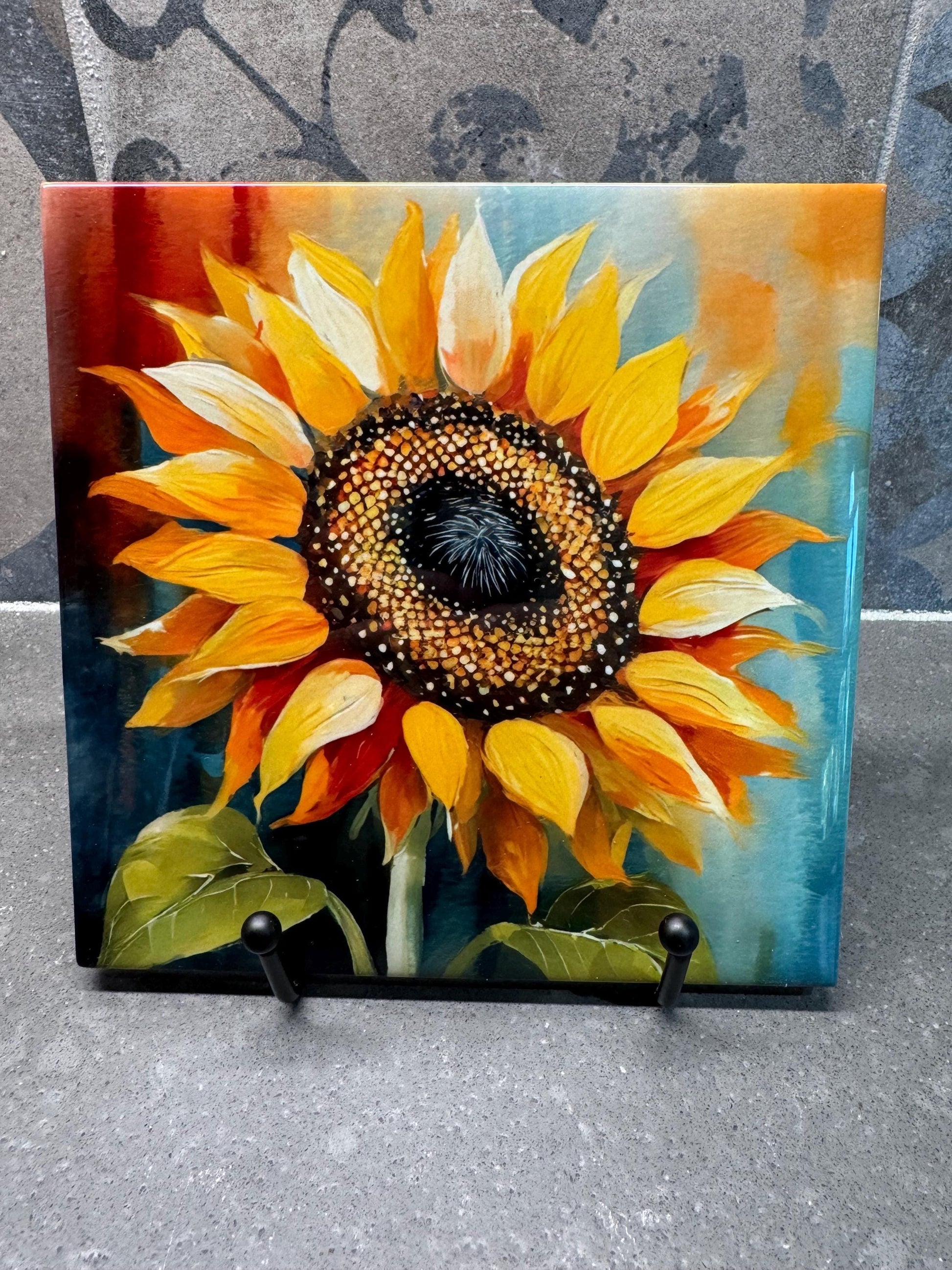 Sunflower Trivet for Hot Dishes, Hot Plate Coaster Tile Art, Custom Pot Holder, Gift for Sunflower Lovers