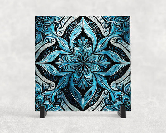 FOUR Designs! Ice Blue Mexican Style Tile Trivet for Hot Dishes, Hot Plate Coaster Tile Art, Custom Pot Holder, Custom Tile Backsplash, 6x6