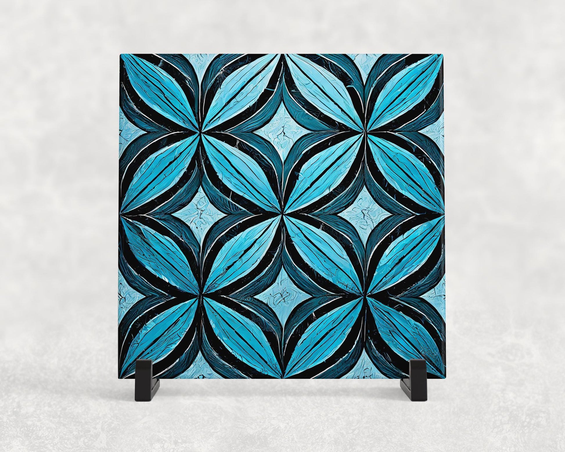 FOUR Designs! Ice Blue Mexican Style Tile Trivet for Hot Dishes, Hot Plate Coaster Tile Art, Custom Pot Holder, Custom Tile Backsplash, 6x6