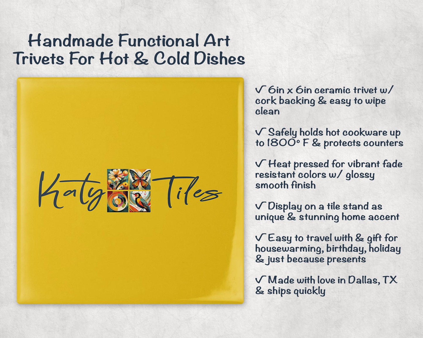 Goldendoodle in Blue Dress Drinking Martini Ceramic Tile Trivet/Coaster – 6x6 Handmade Funny Dog Decor, Made in USA