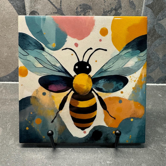 Bee Tile Trivet for Hot Dishes, Hot Plate Coaster Tile Art, Custom Pot Holder, Custom Tile Backsplash, 6x6