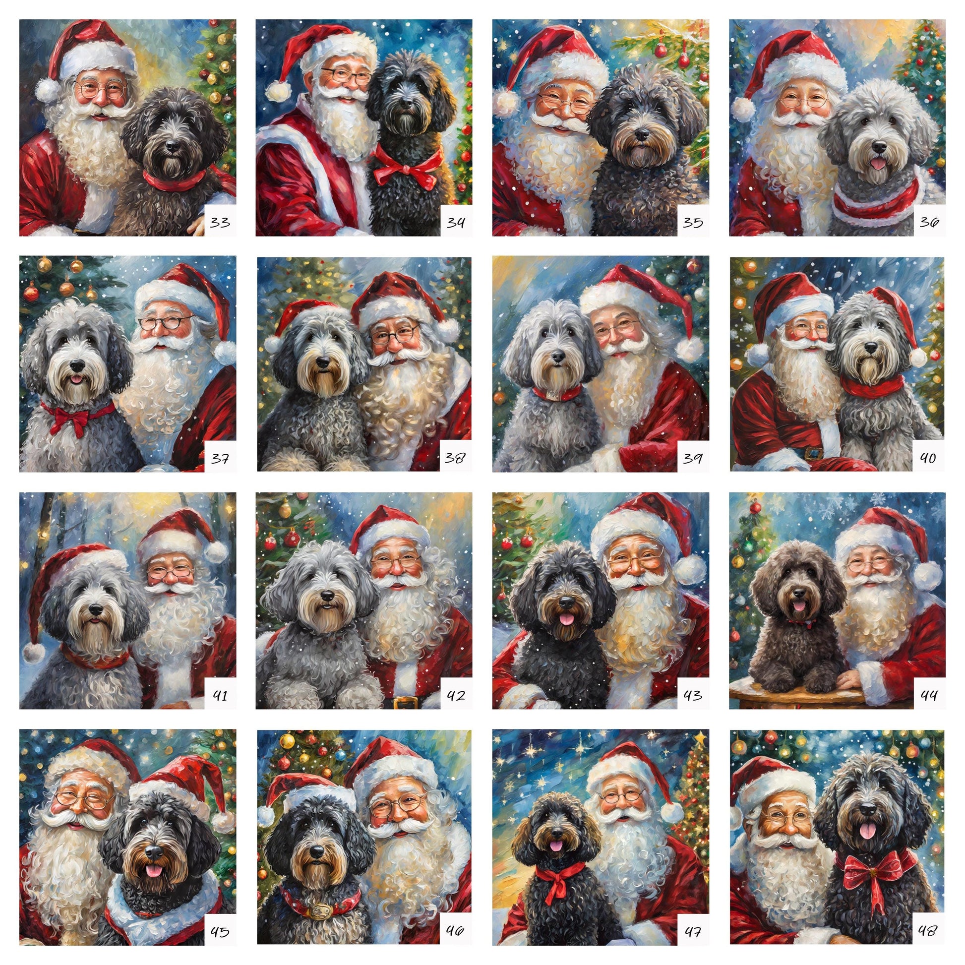 48 Designs! Ceramic Trivet Christmas Doodles With Santa Claus. Trivets For Hot Dishes. Goldendoodle, Sheepadoodle, Ausiedoodle, Labradoodle