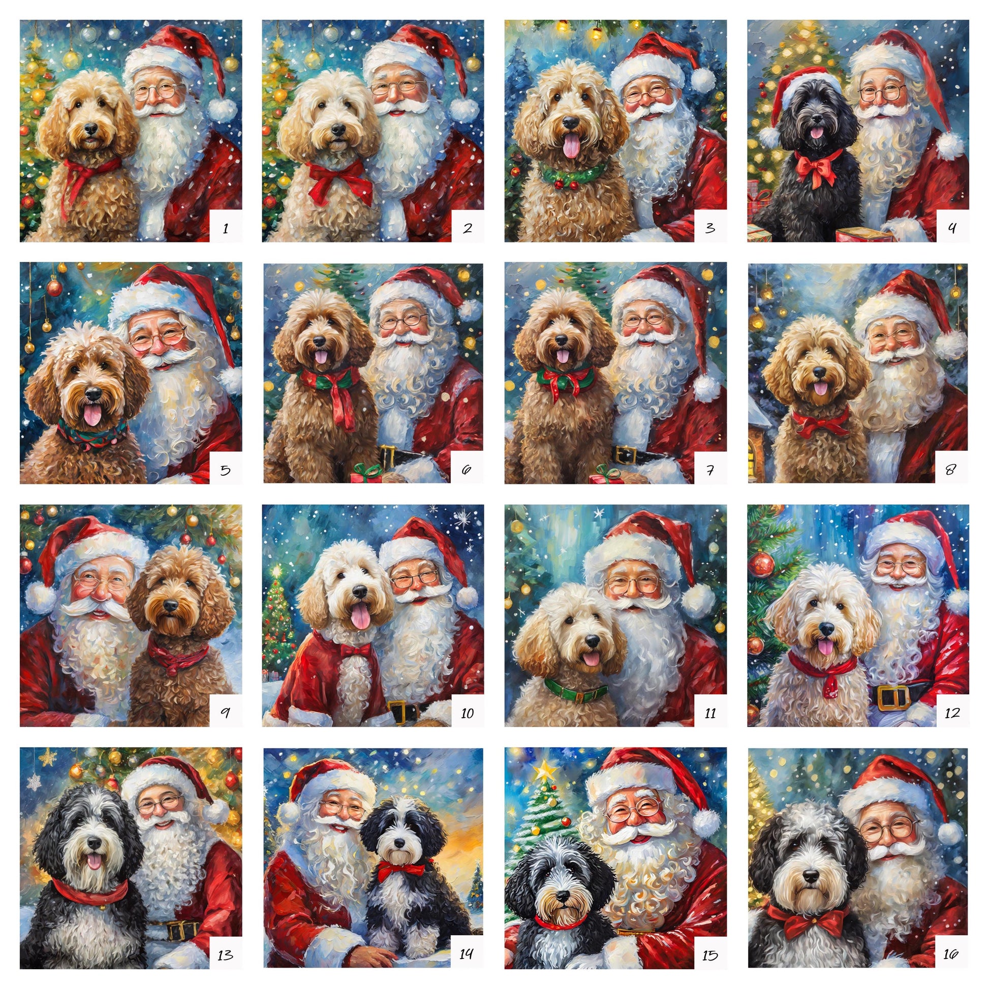 48 Designs! Ceramic Trivet Christmas Doodles With Santa Claus. Trivets For Hot Dishes. Goldendoodle, Sheepadoodle, Ausiedoodle, Labradoodle