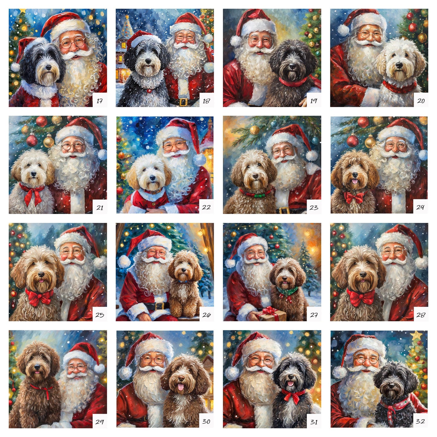 48 Designs! Ceramic Trivet Christmas Doodles With Santa Claus. Trivets For Hot Dishes. Goldendoodle, Sheepadoodle, Ausiedoodle, Labradoodle