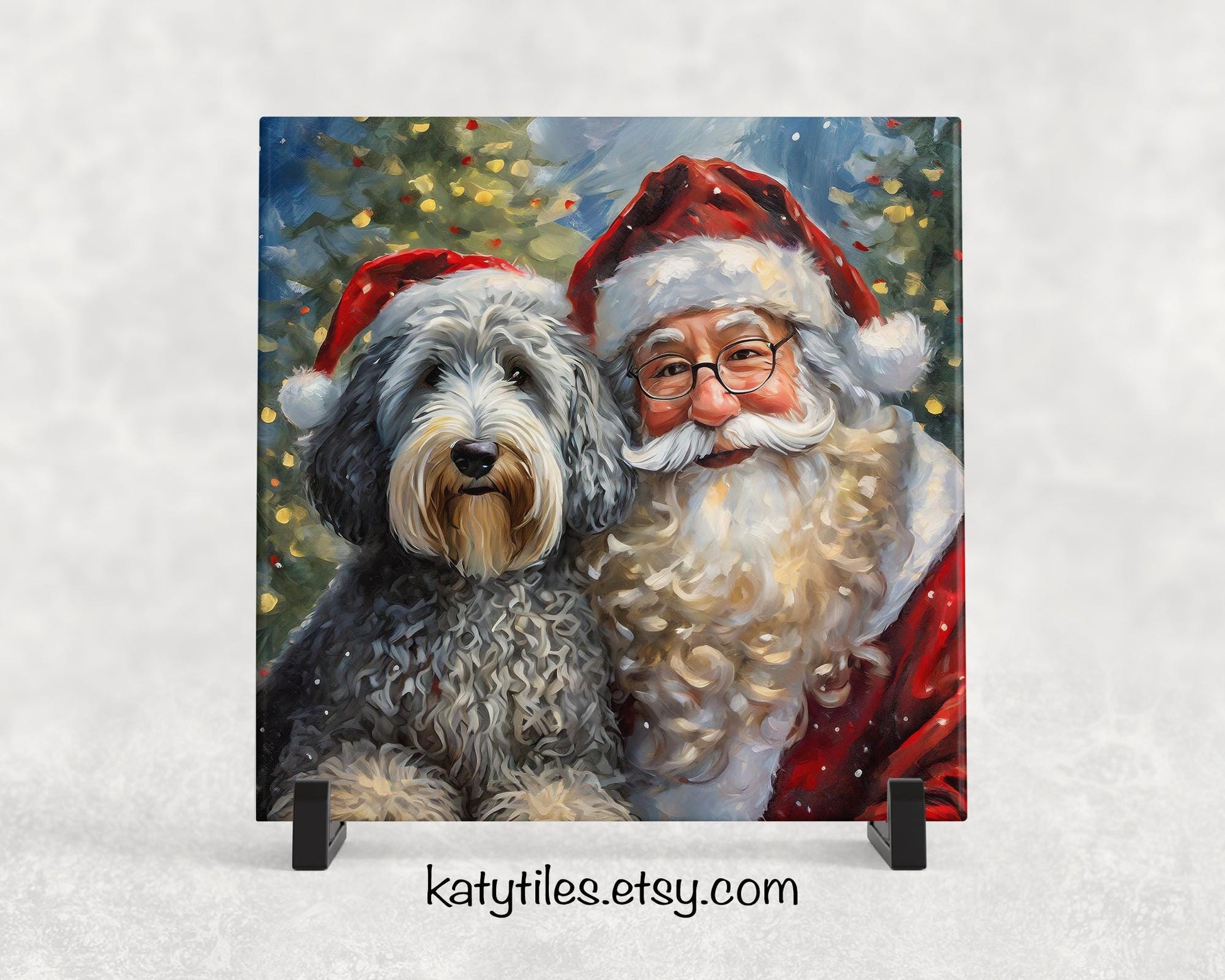 48 Designs! Ceramic Trivet Christmas Doodles With Santa Claus. Trivets For Hot Dishes. Goldendoodle, Sheepadoodle, Ausiedoodle, Labradoodle