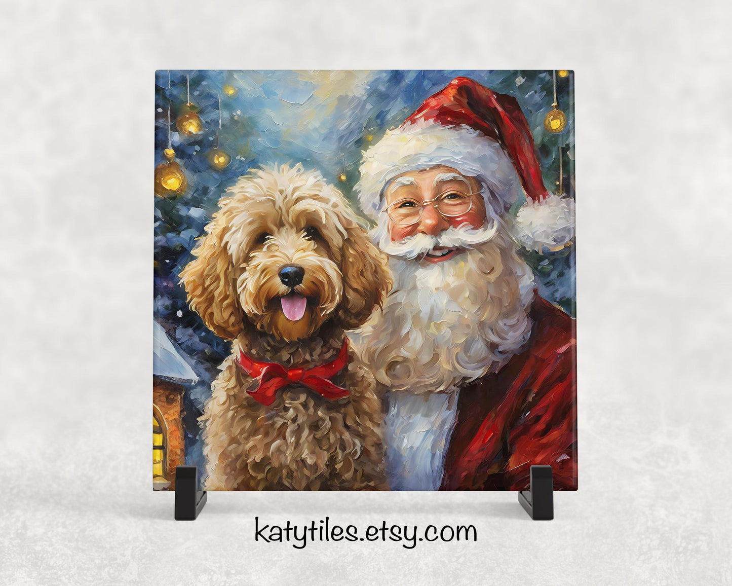 48 Designs! Ceramic Trivet Christmas Doodles With Santa Claus. Trivets For Hot Dishes. Goldendoodle, Sheepadoodle, Ausiedoodle, Labradoodle