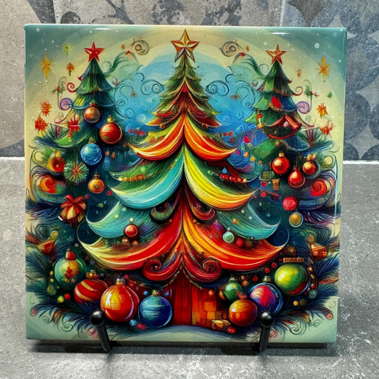 Colorful Christmas Trivets for Hot Dishes – Holiday Decor & Christmas Decorations – Christmas Tree-Themed Kitchen Decor - Hot Plate