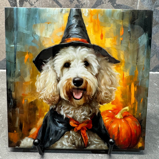 32 Designs! Halloween Witch Doodle Trivets For Hot Dishes - Fall Season Themed - Goldendoodle, Sheepadoodle, Ausiedoodle, Labradoodle