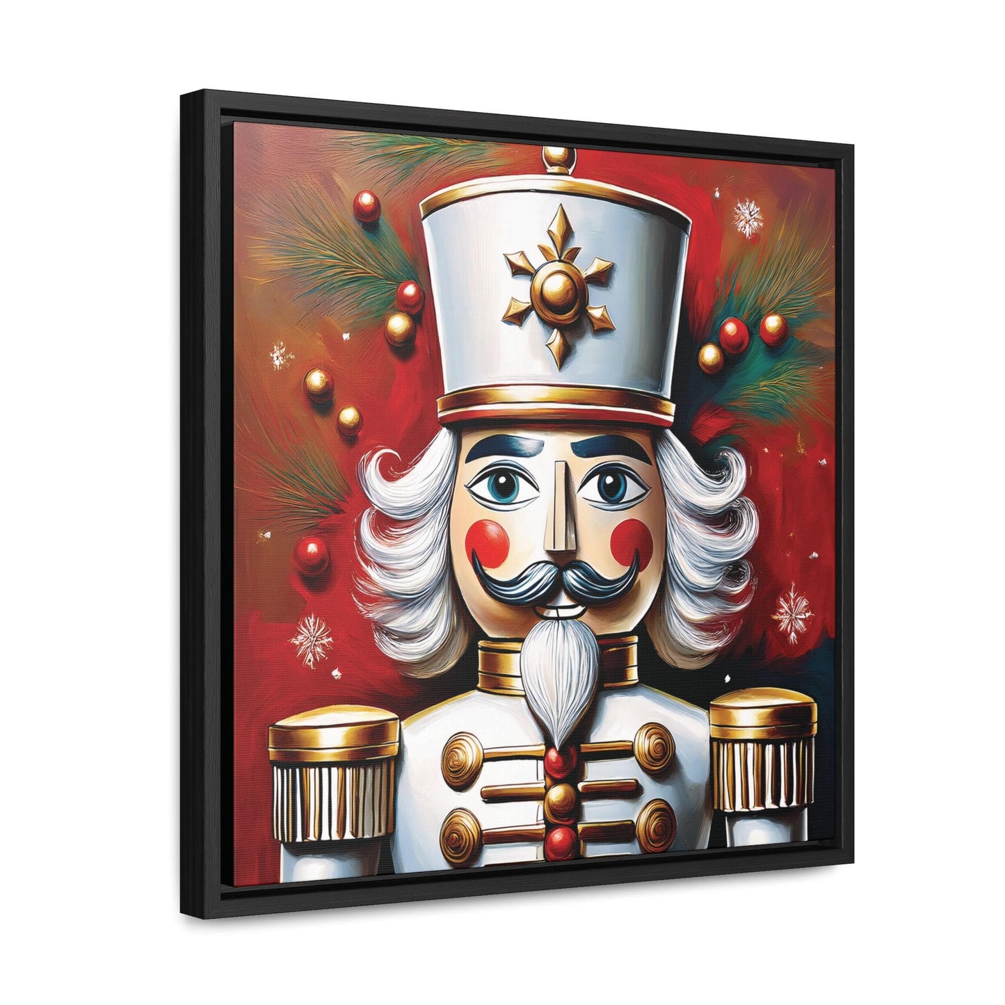 Nutcracker Christmas Framed Canvas Wall Art, Holiday Decor and Christmas Decorations, Colorful Christmas Themed Decor