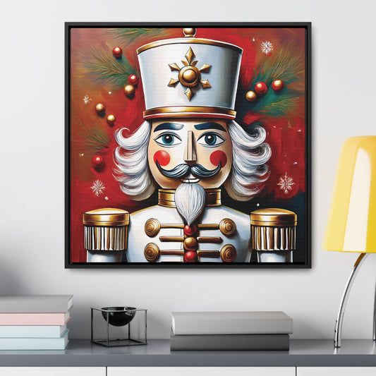 Nutcracker Christmas Framed Canvas Wall Art, Holiday Decor and Christmas Decorations, Colorful Christmas Themed Decor